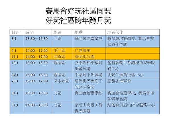 🟧橙底色活動由智樂舉辦,毋須預先報名,前來即場免費任玩,自由不受約束 🟦藍底色活動由地區盟友推行,請自行聯絡相關單位