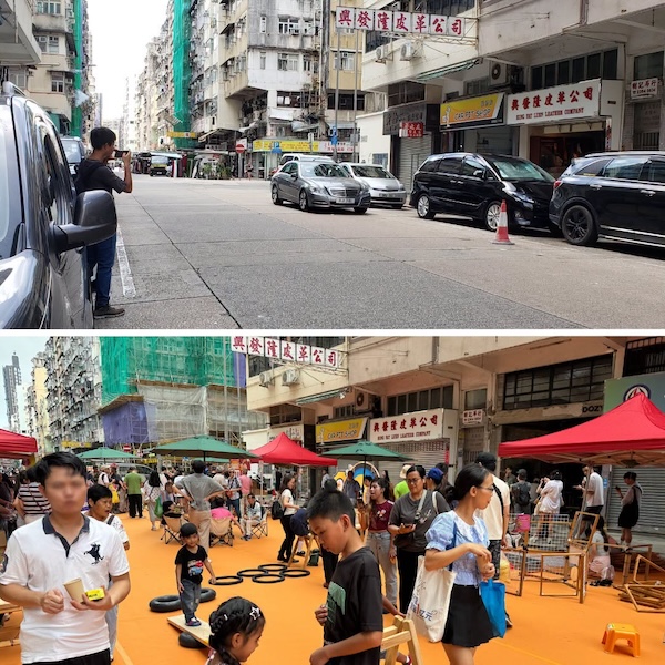 快閃式的社區遊戲也可在車水馬龍的繁忙道路上出現。